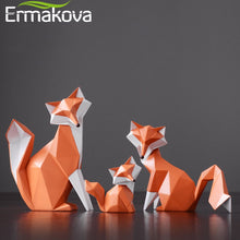 Load image into Gallery viewer, ERMAKOVA Nordic Modern Abstract Geometric Orange Fox Figurine Statue Desktop Ornament Office Home Decoration Animal Resin Craft
